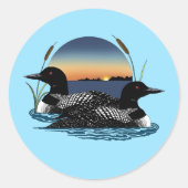 Sticker Rond Bleu couché de soleil (Devant)