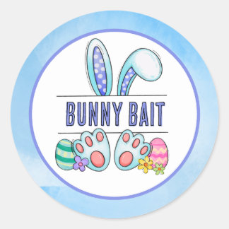 Sticker Rond Bleu d'appâts de Pâques Bunny
