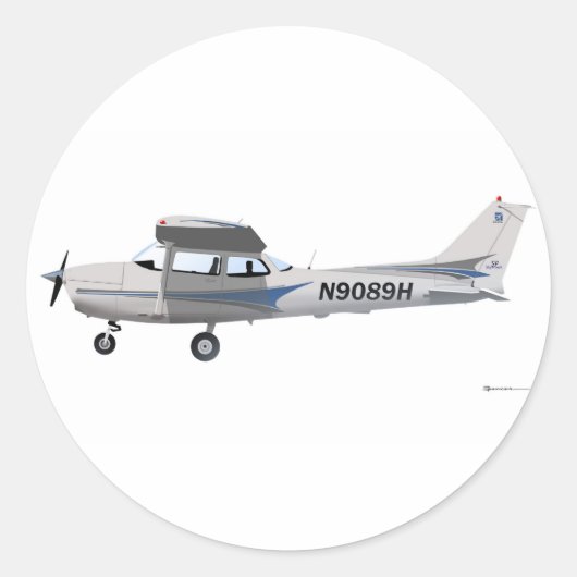 Sticker Rond Bleu de Cessna 172 Skyhawk (Devant)
