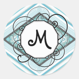 Sticker Rond Bleu de glace Diamant de bande moderne-rétro avec 