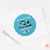 Sticker Rond Bleu de natation motivant (Enveloppe)