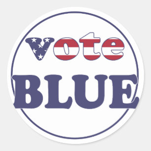 Sticker Rond Bleu de vote - typographie de drapeau américain