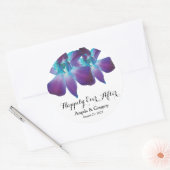 Sticker Rond Bleu Dendrobium Orchid Heureux Jamais Après Mariag (Enveloppe)