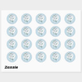 Sticker Rond Bleu des flocons de neige du dragon blanc d'hiver (Feuille)