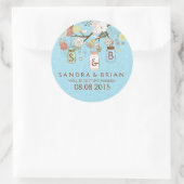 Sticker Rond Bleu doux rétro bleu Mason jarre & Stick Mariage (Sac)
