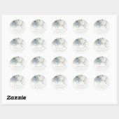 Sticker Rond Bleu doux Vert Succulent Floral Adresse botanique (Feuille)