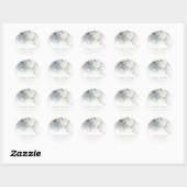 Sticker Rond Bleu doux Vert Succulent Mariage botanique fleuri (Feuille)