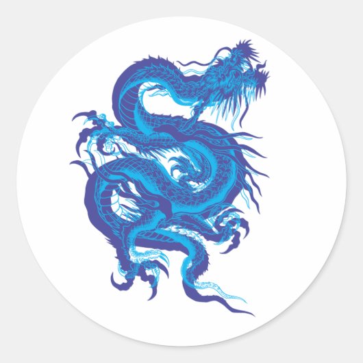 Sticker Rond bleu.dragon (Devant)