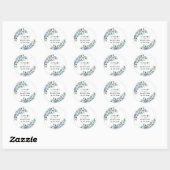 Sticker Rond Bleu Dusty Elegant Floral Boho Rose Rustique Maria (Feuille)