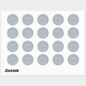 Sticker Rond Bleu Dusty minimum Mariage monogramme (Feuille)