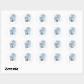 Sticker Rond Bleu Dusty Tropical Palm Tree feuille mignonne Mar (Feuille)