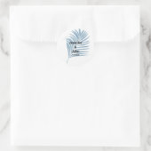 Sticker Rond Bleu Dusty Tropical Palm Tree feuille mignonne Mar (Sac)