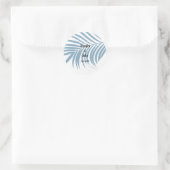 Sticker Rond Bleu Dusty Tropical Palm Tree feuille mignonne Mar (Sac)