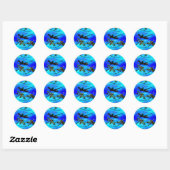 Sticker Rond Bleu électrique Flit de libellule (Feuille)