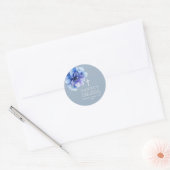 Sticker Rond Bleu Elegant Aquarelle Floral Sainte Communion (Enveloppe)