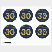 Sticker Rond Bleu Élégant cordes de lumière 30e anniversaire (Feuille)