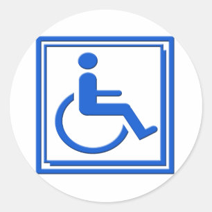Sticker Rond Bleu élégant handicapé de symbole