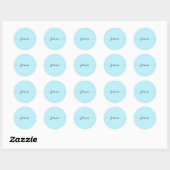 Sticker Rond Bleu Élégant Moderne Simple Professionnel Nom (Feuille)