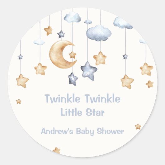 Sticker Rond Bleu Elegant Twinkle Baby shower Twinkle (Devant)
