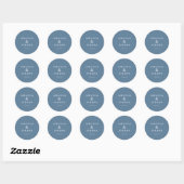 Sticker Rond Bleu Élégant Typographique (Feuille)