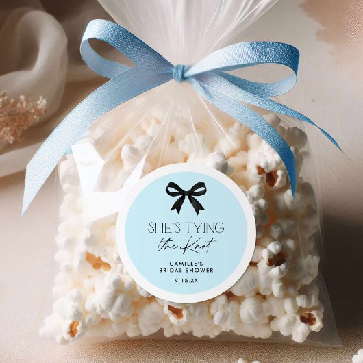 Sticker Rond Bleu Elle Attache Le noeud