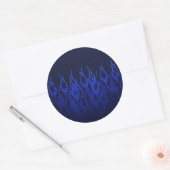 Sticker Rond Bleu emballant des flammes sur la copie de fibre (Enveloppe)