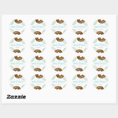 Sticker Rond Bleu et chocolat Sprinkle Donuts Bébé Sprinkle (Feuille)