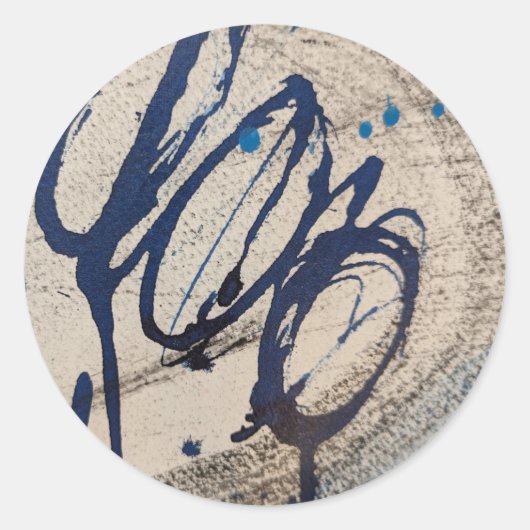 Sticker Rond Bleu et Gris Abstrait (Devant)