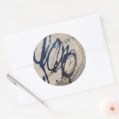 Sticker Rond Bleu et Gris Abstrait (Enveloppe)