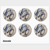Sticker Rond Bleu et Gris Abstrait (Feuille)