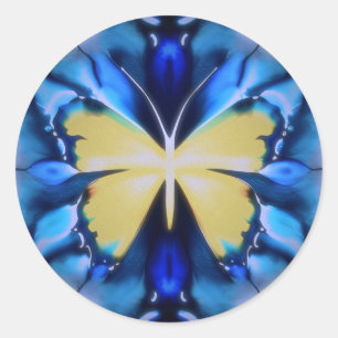 Sticker Rond Bleu et jaune Teint Boutique Papillon