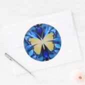 Sticker Rond Bleu et jaune Teint Boutique Papillon (Enveloppe)