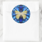 Sticker Rond Bleu et jaune Teint Boutique Papillon (Sac)
