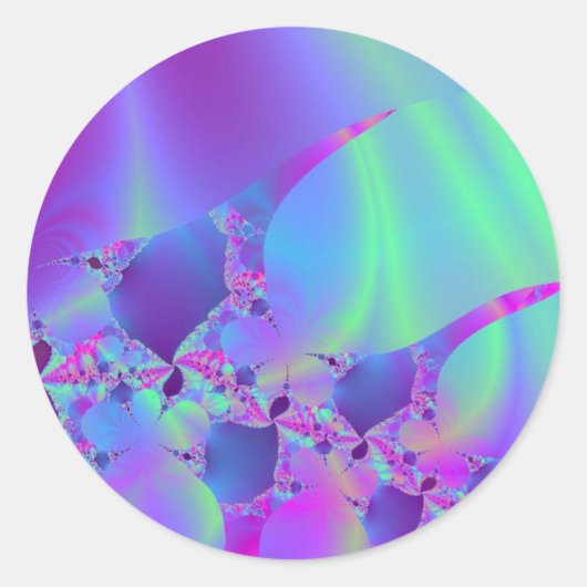 Sticker Rond Bleu Et Rose Bulle Fractale (Devant)
