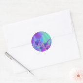 Sticker Rond Bleu Et Rose Bulle Fractale (Enveloppe)