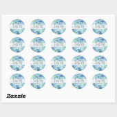 Sticker Rond Bleu et vert Merci d'aquarelle (Feuille)