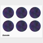 Sticker Rond Bleu et violet Abstrait, Art numérique Grungy (Feuille)