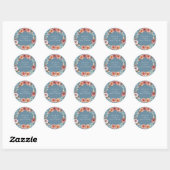 Sticker Rond Bleu Ethérée Dusty, Mariage Floral Peach Blush (Feuille)