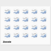 Sticker Rond Bleu étroit | Bébé adorable Kawaii Animal de l'océ (Feuille)