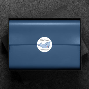 Sticker Rond Bleu étroit Bébé adorable Kawaii Ocean Shower