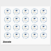 Sticker Rond Bleu feuille et casquette collant de graduation (Feuille)