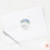 Sticker Rond Bleu floral boho chic mariage merci (Enveloppe)
