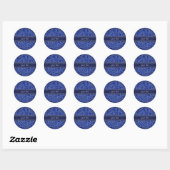 Sticker rond bleu floral classique (Feuille)