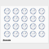 Sticker Rond Bleu Floral Élégant (Feuille)