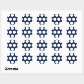 Sticker Rond Bleu foncé avec points blancs (Feuille)