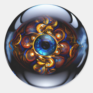 Sticker Rond Bleu foncé des yeux mal