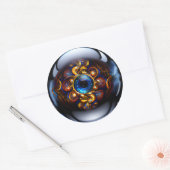 Sticker Rond Bleu foncé des yeux mal (Enveloppe)