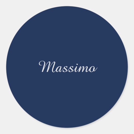 Sticker Rond Bleu foncé Élégant Casual Propre Nom Écriture manu (Devant)