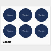 Sticker Rond Bleu foncé Élégant Casual Propre Nom Écriture manu (Feuille)