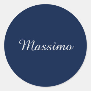 Sticker Rond Bleu foncé Élégant Casual Propre Nom Écriture manu